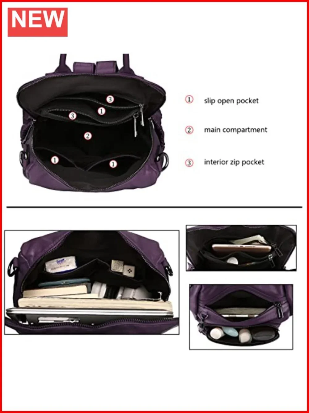 Vegan Leather Tassel Travel Backpack Purse Convertible Shoulder Bag Women